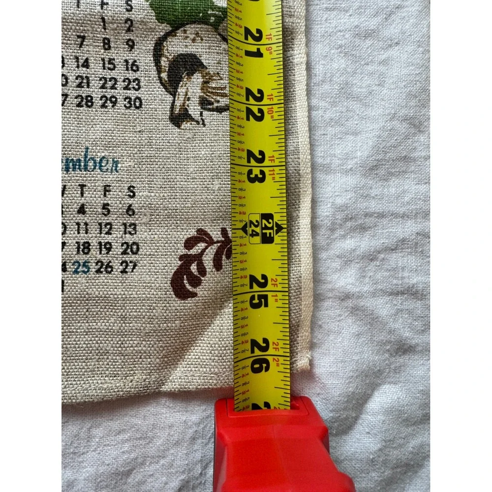 Vintage 1980 Linen Calendar Tea Towel Rustic Kitchen Cottagecore Wall Hanging